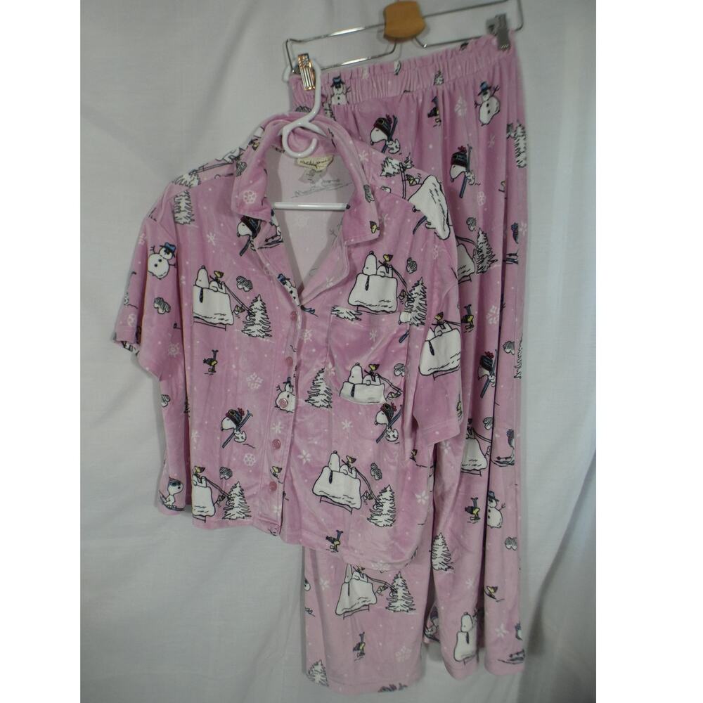 Munki Munki Peanuts Women's Large Winter Snowman Pajama Lounge Pants Set